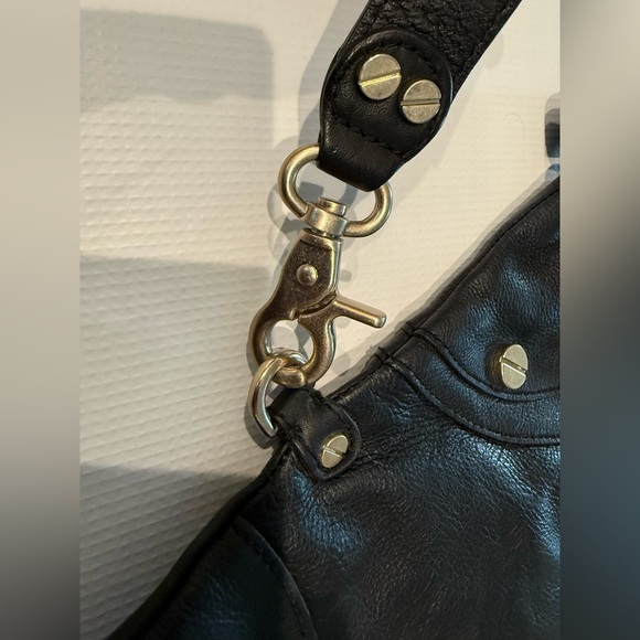 Foley + Corinna Black Leather Shoulder Bag with Silver Accents - Picture 6 of 13